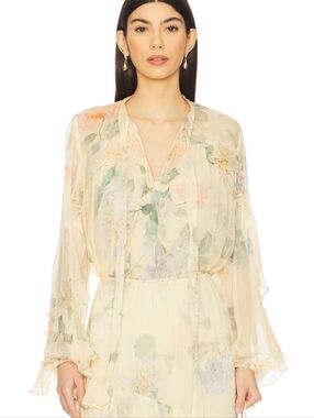Zimmermann Pleated Floral Blouse